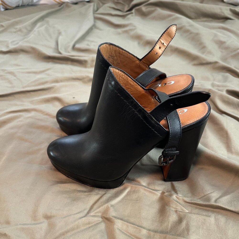 Coach Black Leather Platform Clog Heels – Size 6.5 – Like New - Picture 2 of 7
